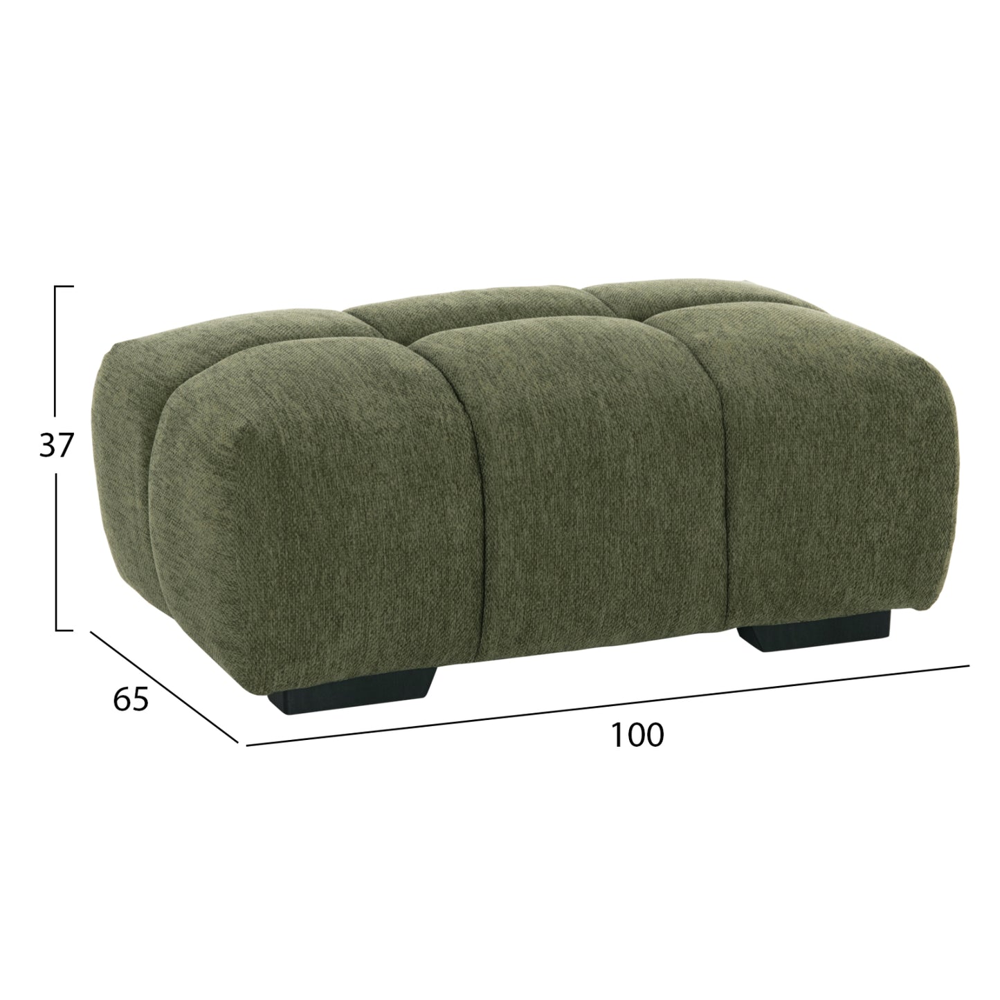 Foot Stool Coven Hm3342.04 Green Fabric 100x65x37hcm.