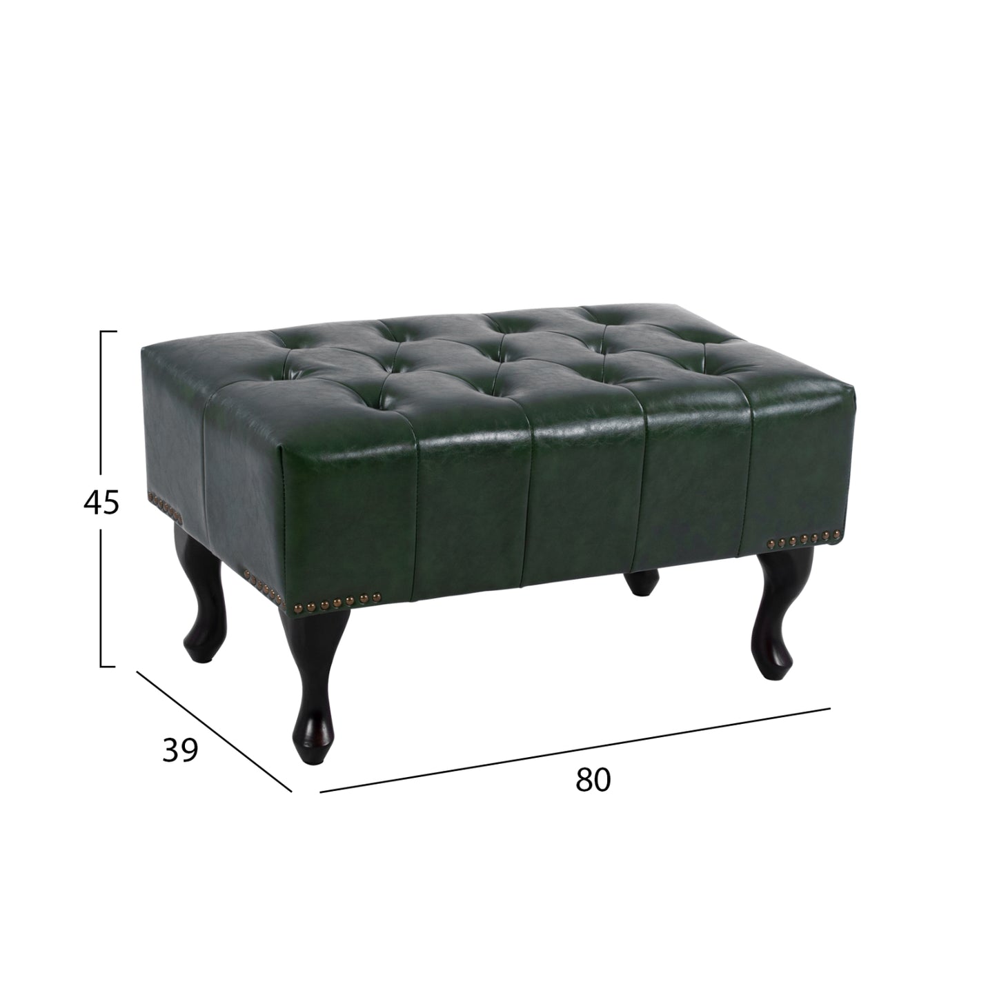 Piano Stool T.chesterfield Emma Hm226.08 Pu Cypress Green-black Legs 80x45x39hcm