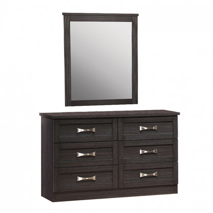 Bedroom Toilet With 6 Drawers Zebrano 120x40x76 Cm. & Mirror 72x90 Hm10171.01