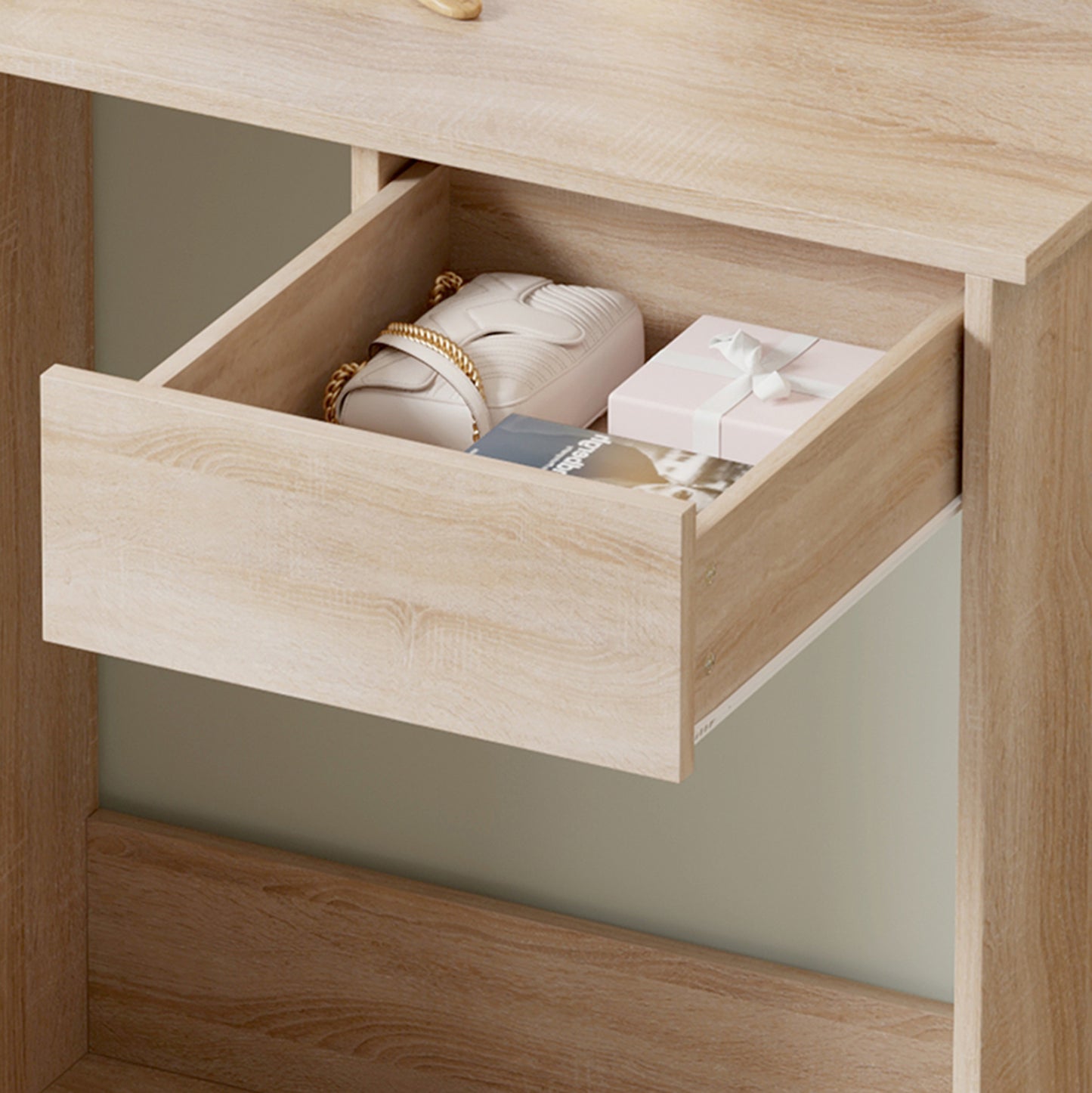 Dressing Table With Led Lights & Shelves Lauryn Hm2501.01 Melamine In Sonama 75x40x134.5hcm.
