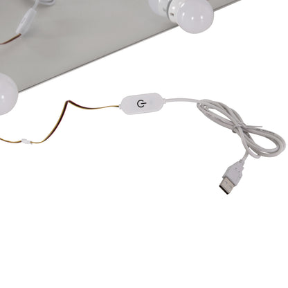Dressing Table With Led Lights-shelves-drawers Lauryn Hm2502.03 White Color 108x40x140hcm.