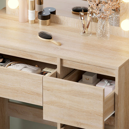 Dressing Table With Led Lights & Drawers Keitlin Hm2499.01 Melamine In Sonama 80x40x140hcm.