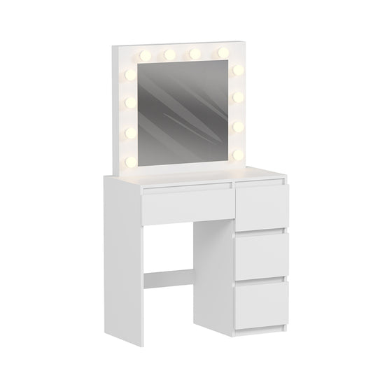 Dressing Table With Led Lights & Drawers Keitlin Hm2499.03 Melamine In White 80x40x140hcm.