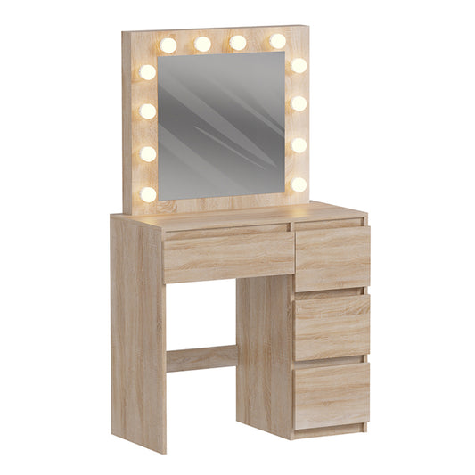 Dressing Table With Led Lights & Drawers Keitlin Hm2499.01 Melamine In Sonama 80x40x140hcm.