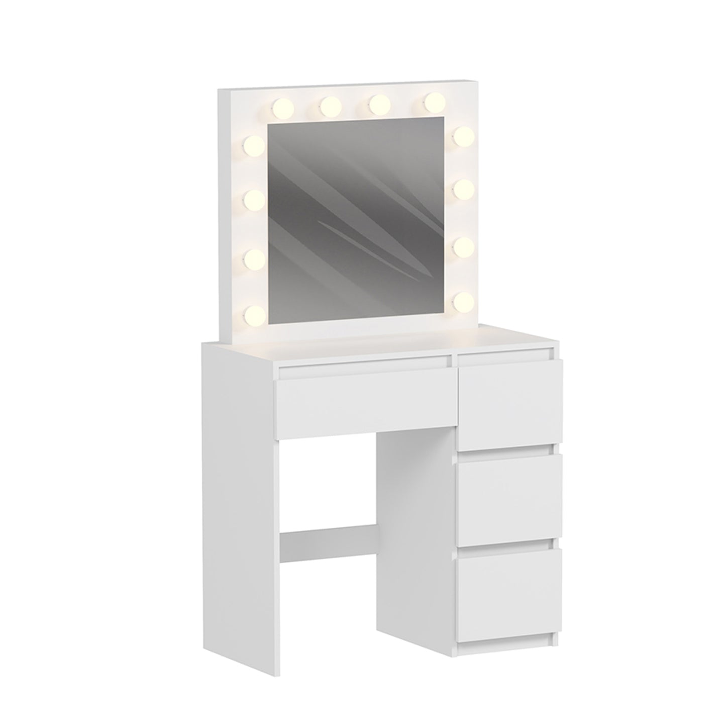 Dressing Table With Led Lights & Drawers Keitlin Hm2499.03 Melamine In White 80x40x140hcm.