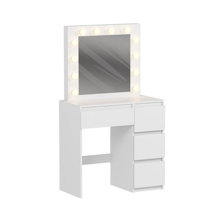 Dressing Table With Led Lights & Drawers Keitlin Hm2499.03 Melamine In White 80x40x140hcm.