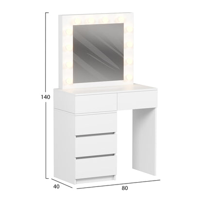 Dressing Table With Led Lights & Drawers Beyon Hm2500.03 Melamine In White 80x40x140hcm.