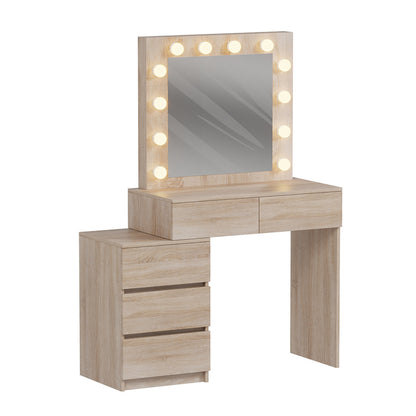 Dressing Table With Led Lights & Drawers Beyon Hm2500.01 Melamine In Sonama 112.5x40.5x140hcm.