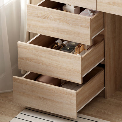 Dressing Table With Led Lights & Drawers Beyon Hm2500.01 Melamine In Sonama 112.5x40.5x140hcm.
