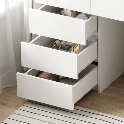 Dressing Table With Led Lights & Drawers Beyon Hm2500.03 Melamine In White 80x40x140hcm.