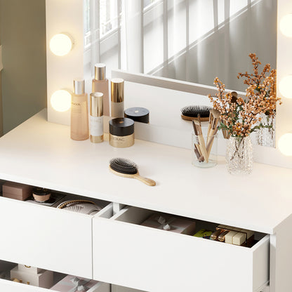 Dressing Table With Led Lights & Drawers Beyon Hm2500.03 Melamine In White 80x40x140hcm.