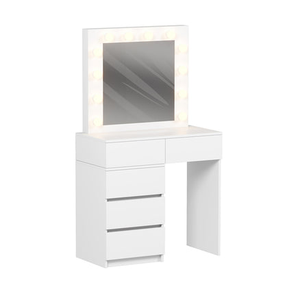 Dressing Table With Led Lights & Drawers Beyon Hm2500.03 Melamine In White 80x40x140hcm.