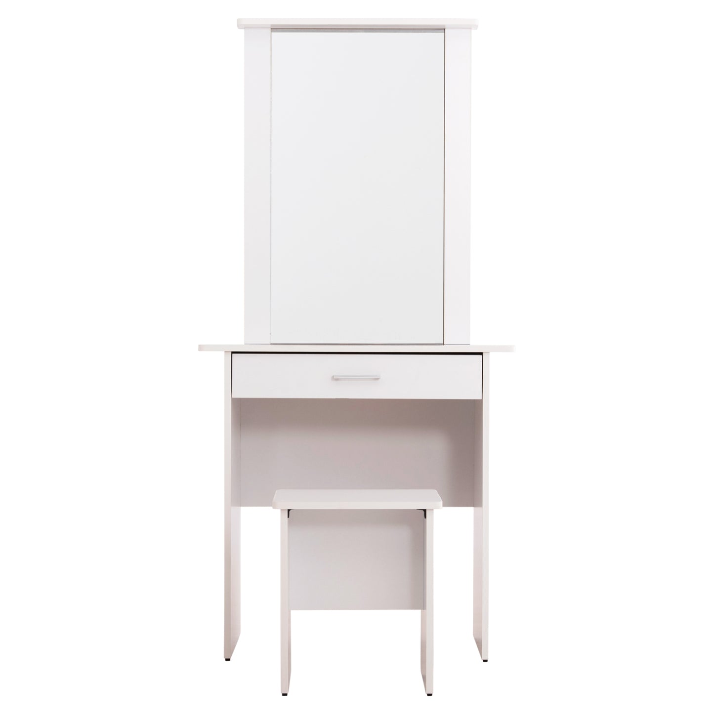 Dressing Table With Mirror & Stool Crystel Hm9938.01 Melamine In White 74x39x155hcm.