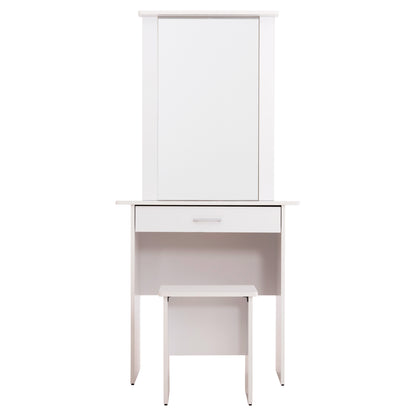 Dressing Table With Mirror & Stool Crystel Hm9938.01 Melamine In White 74x39x155hcm.