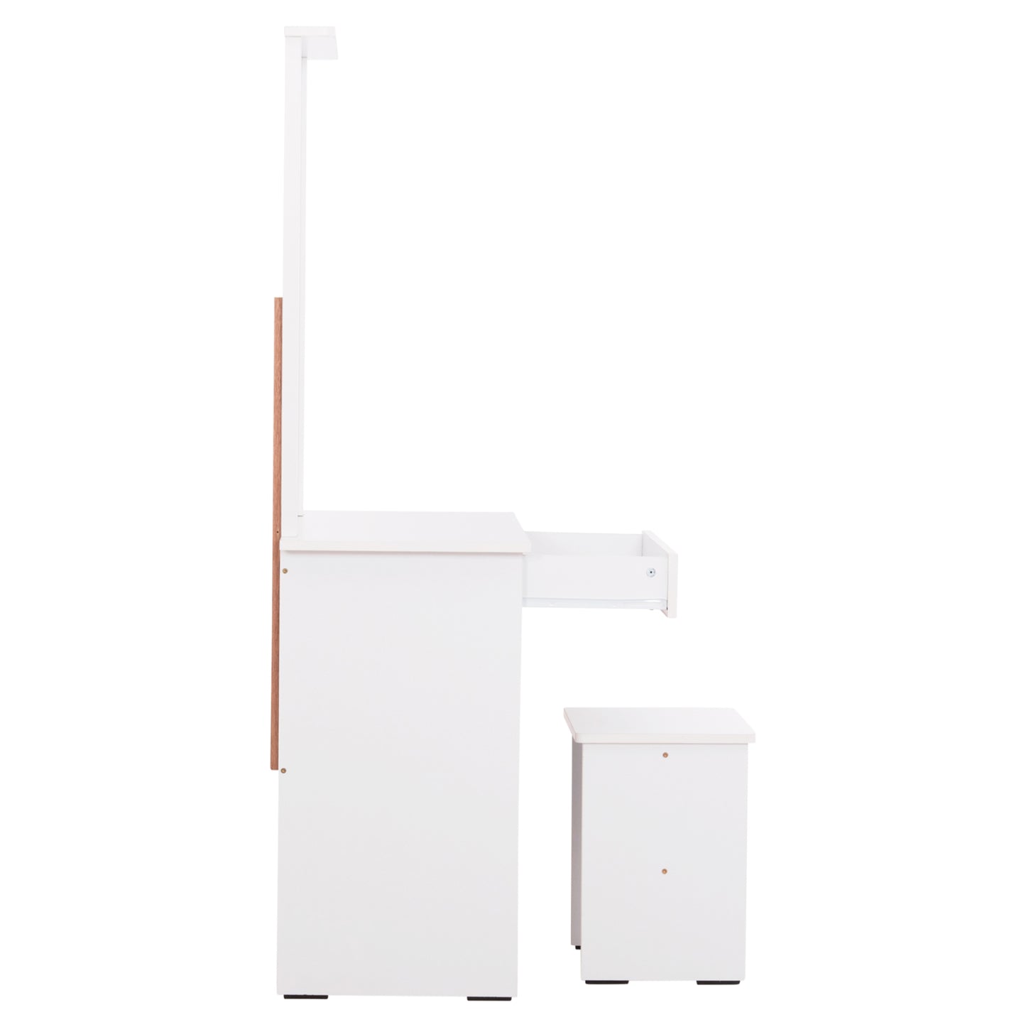 Dressing Table With Mirror & Stool Crystel Hm9938.01 Melamine In White 74x39x155hcm.
