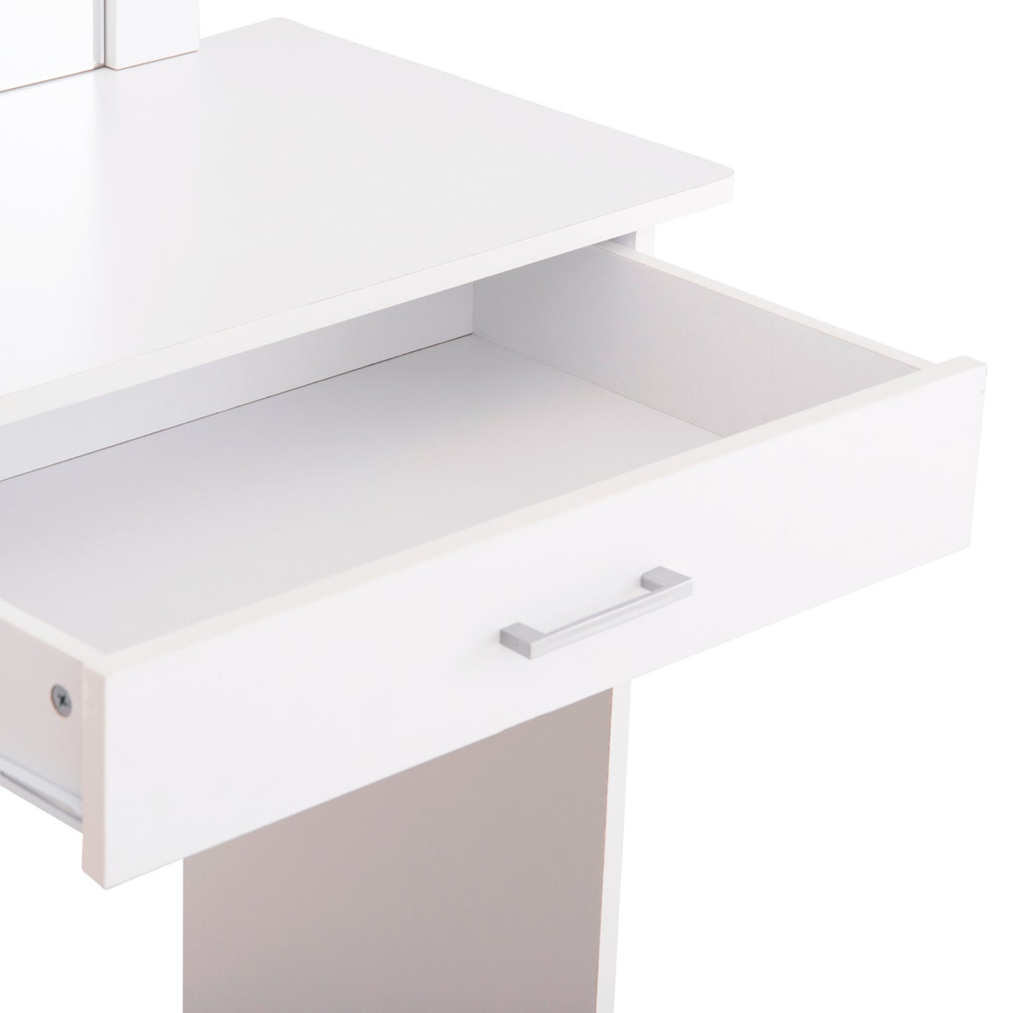Dressing Table With Mirror & Stool Crystel Hm9938.01 Melamine In White 74x39x155hcm.