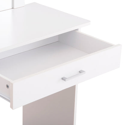 Dressing Table With Mirror & Stool Crystel Hm9938.01 Melamine In White 74x39x155hcm.