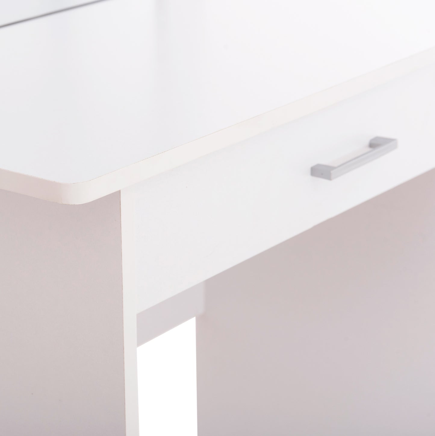 Dressing Table With Mirror & Stool Crystel Hm9938.01 Melamine In White 74x39x155hcm.