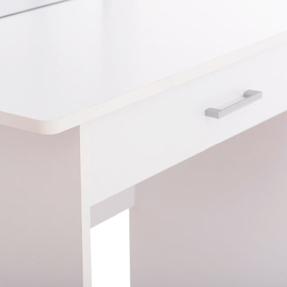 Dressing Table With Mirror & Stool Crystel Hm9938.01 Melamine In White 74x39x155hcm.