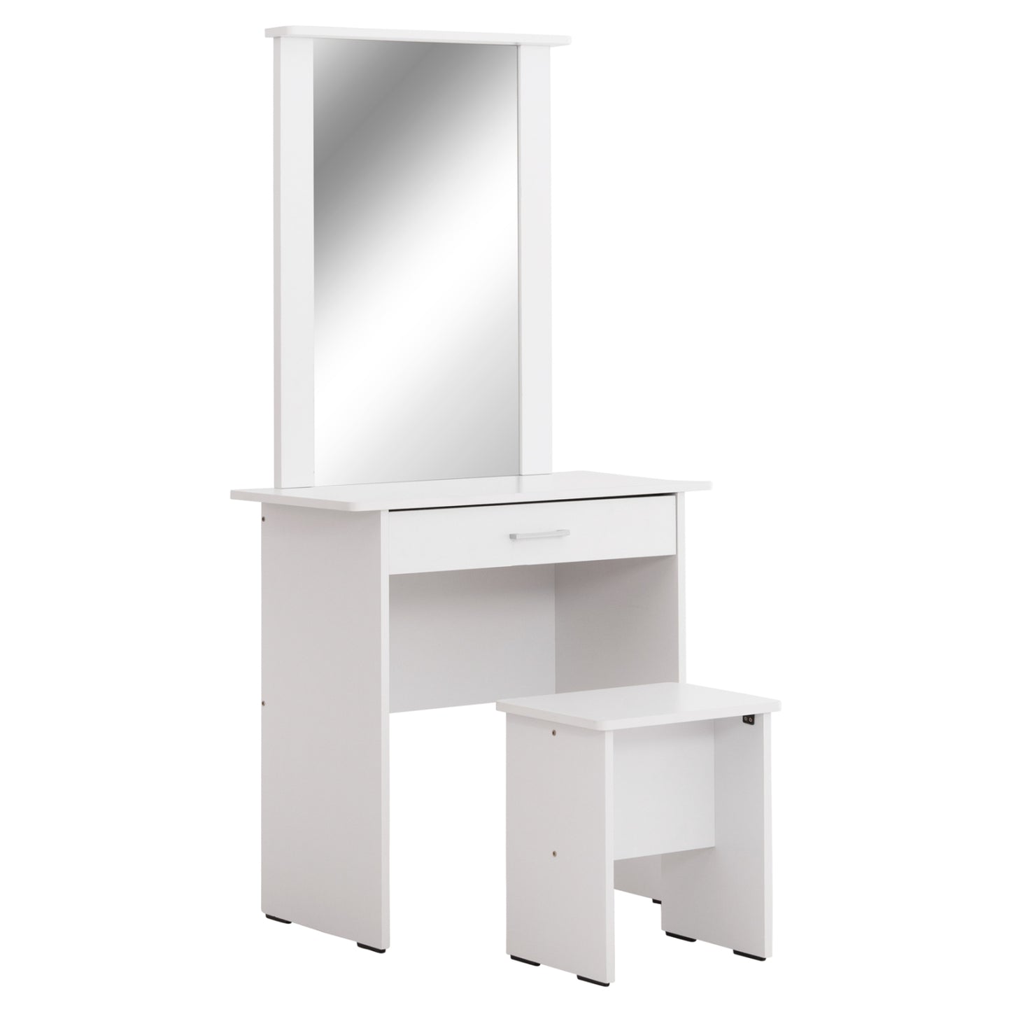 Dressing Table With Mirror & Stool Crystel Hm9938.01 Melamine In White 74x39x155hcm.