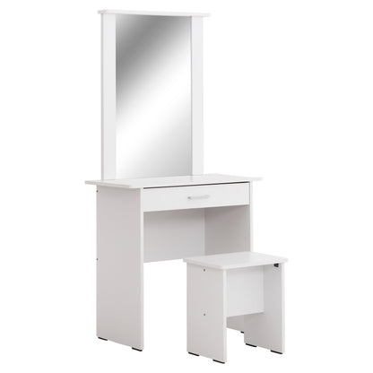 Dressing Table With Mirror & Stool Crystel Hm9938.01 Melamine In White 74x39x155hcm.