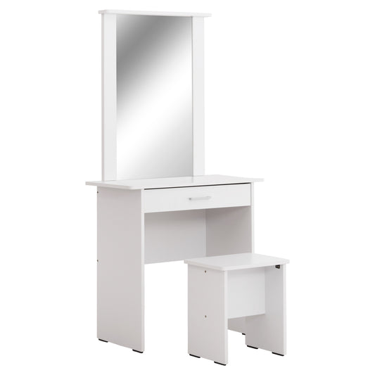 Dressing Table With Mirror & Stool Crystel Hm9938.01 Melamine In White 74x39x155hcm.