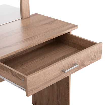 Dressing Table With Mirror & Stool Crystel Hm9938.11 Melamine In Sonama Oak 74x39x155hcm.