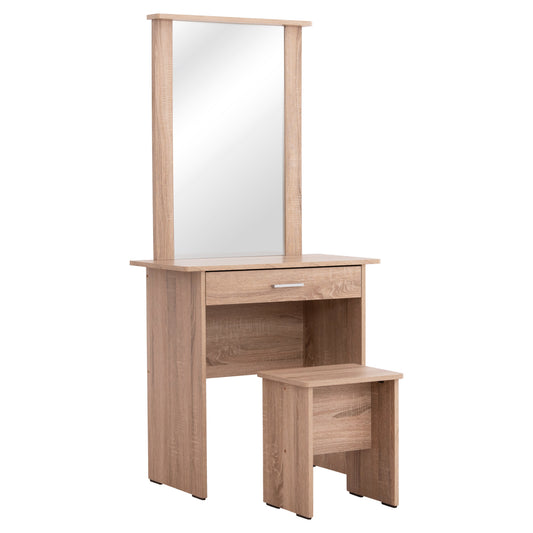 Dressing Table With Mirror & Stool Crystel Hm9938.11 Melamine In Sonama Oak 74x39x155hcm.