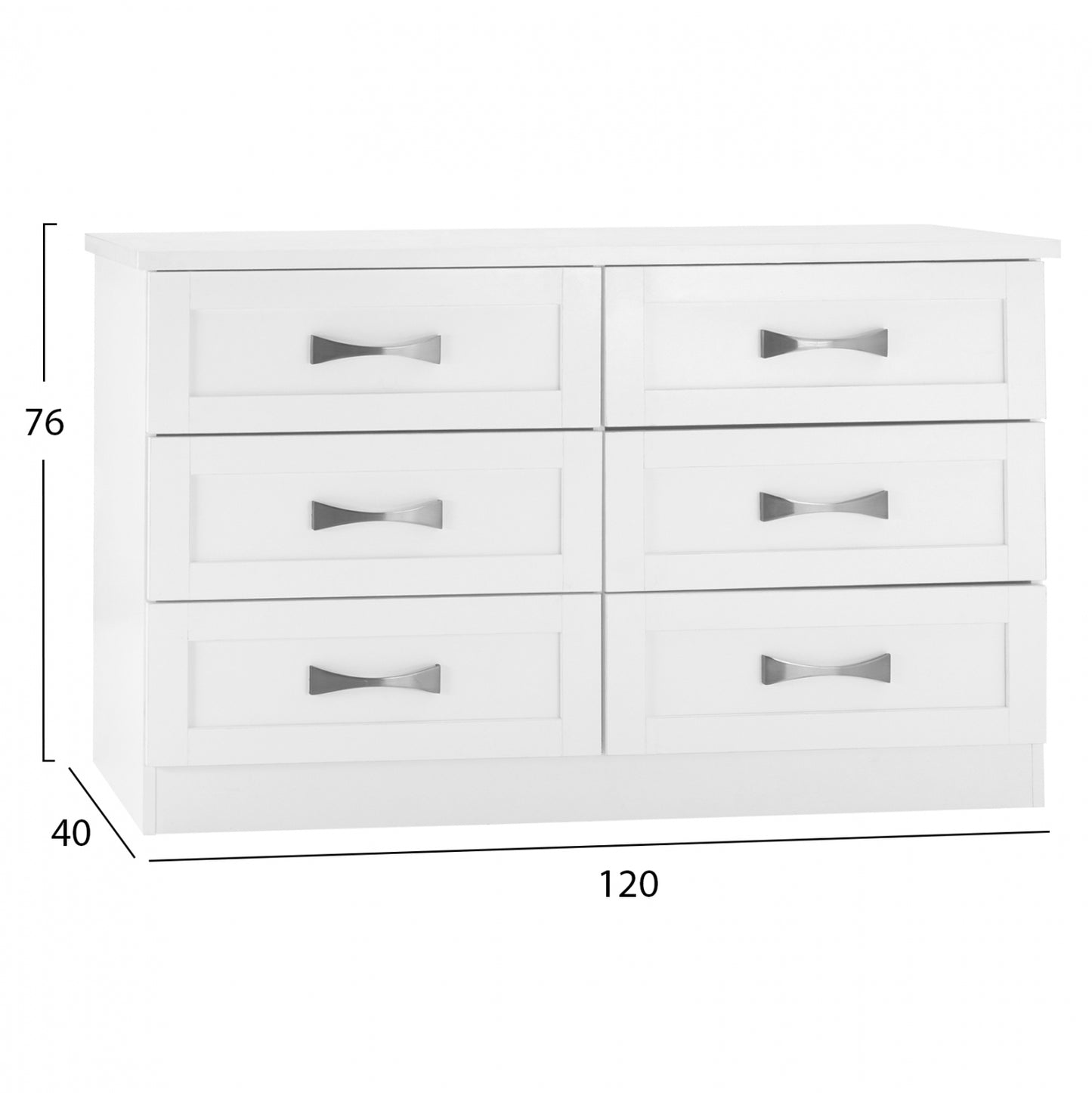 White Dresser Hm317.05 With 6 Drawers 120x40x76hcm.