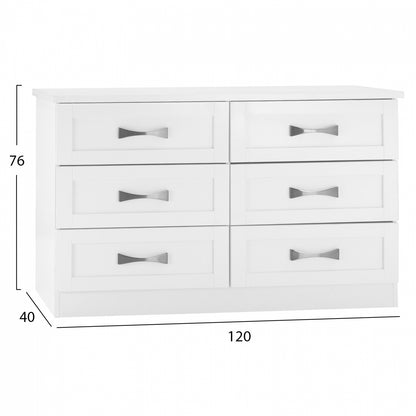 White Dresser Hm317.05 With 6 Drawers 120x40x76hcm.