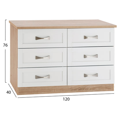 Bedroom Dresser -drawer Hm317.06 With 6 Drawers Sonama-white 120x40x76cm