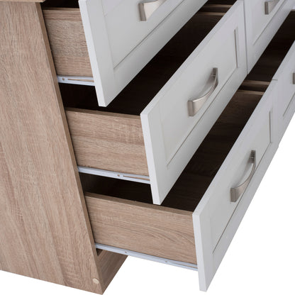 Bedroom Dresser -drawer Hm317.06 With 6 Drawers Sonama-white 120x40x76cm
