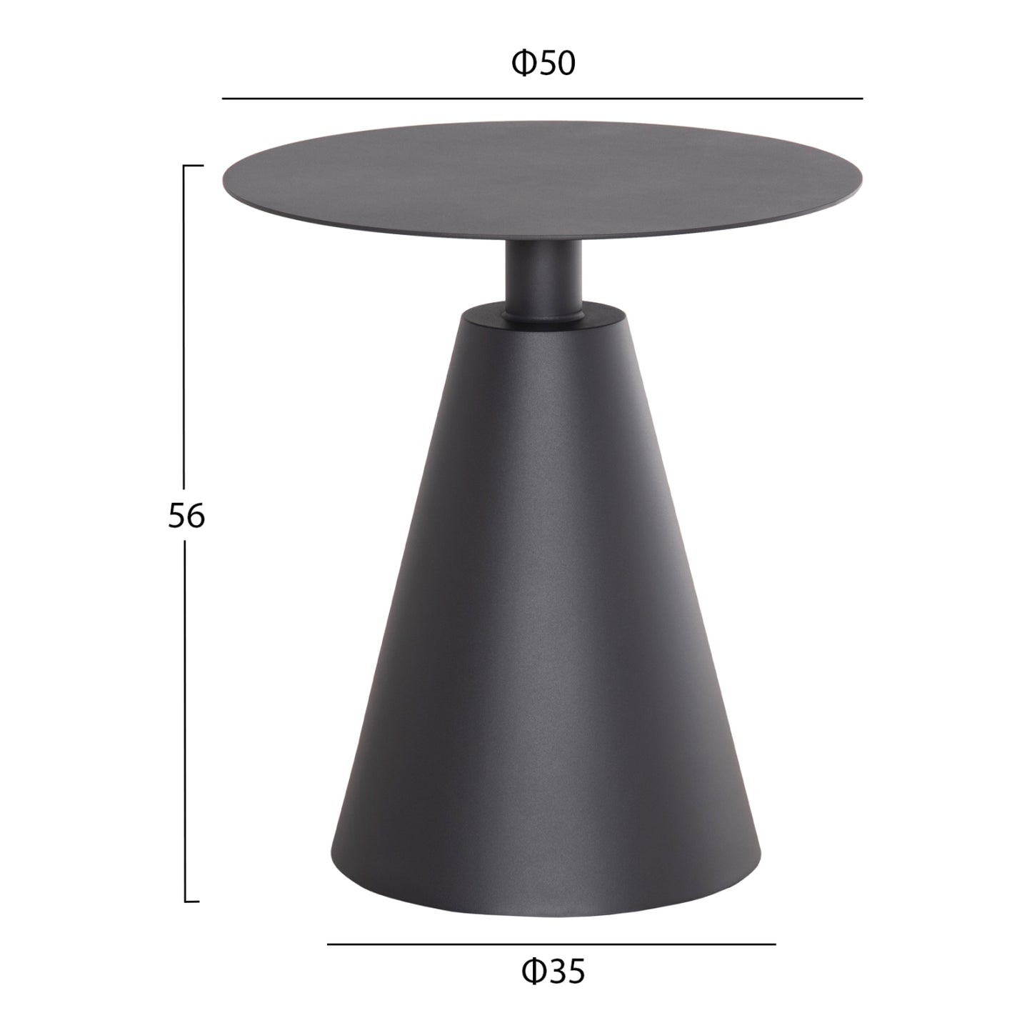 Outdoor Round Side Table Sera Hm6270.01 Aluminum In Grey Φ50x56hcm.