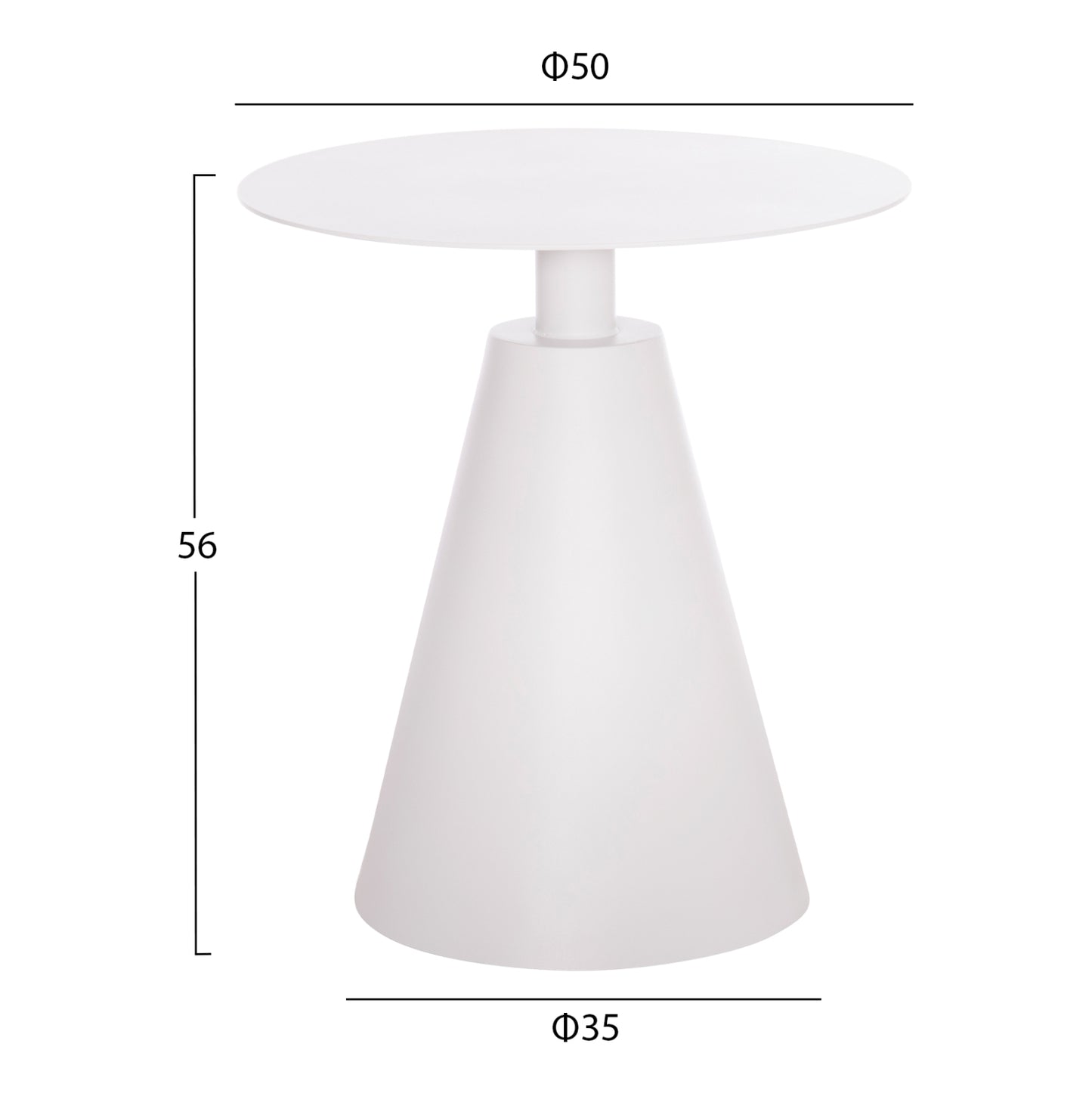 Outdoor Round Side Table Sera Hm6270.02 Aluminum In White Φ50x56hcm.
