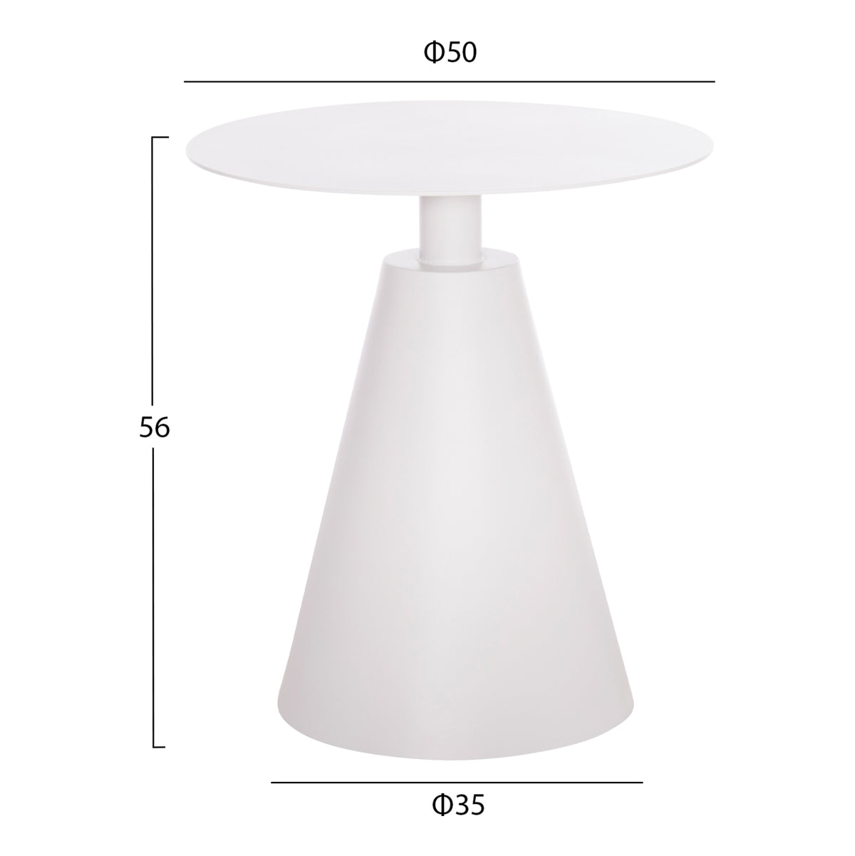 Outdoor Round Side Table Sera Hm6270.02 Aluminum In White Φ50x56hcm.