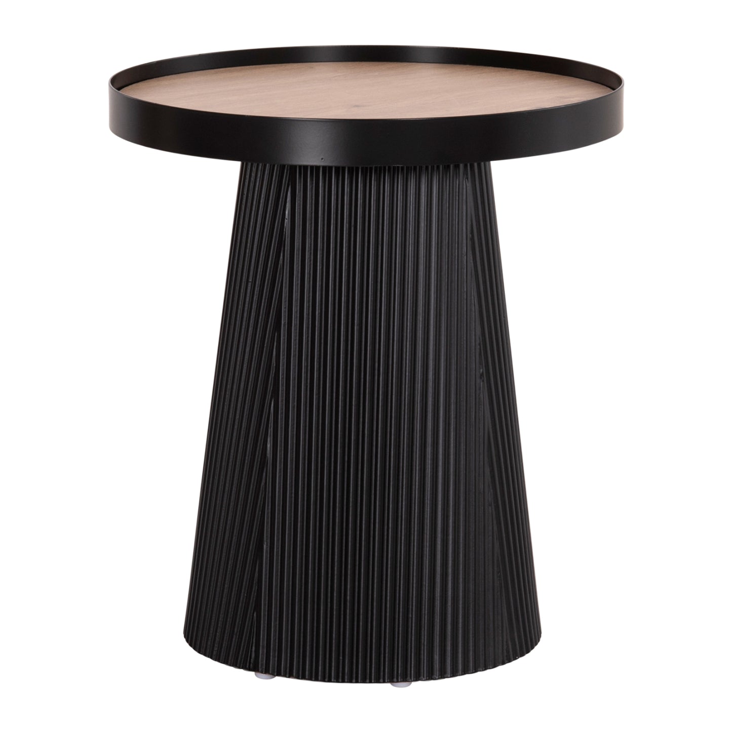 Side Table Denton Hm18023.01 Mdf Top In Natural Wood Color-black Base Φ45x51,5hcm.
