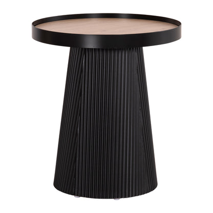 Side Table Denton Hm18023.01 Mdf Top In Natural Wood Color-black Base Φ45x51,5hcm.
