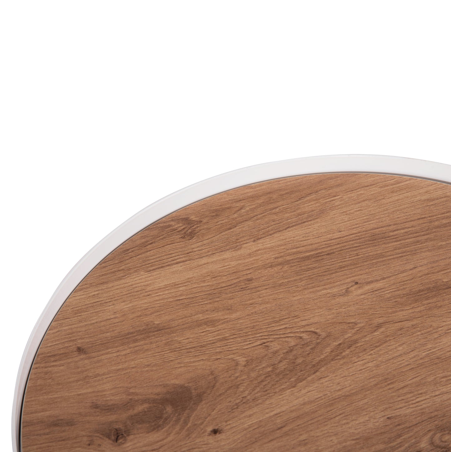 Side Table Denton Hm18023.02 Mdf Top In Natural Wood Color-white Base Φ45x51,5hcm.