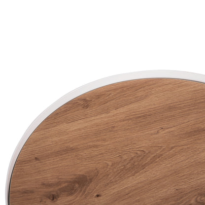 Side Table Denton Hm18023.02 Mdf Top In Natural Wood Color-white Base Φ45x51,5hcm.