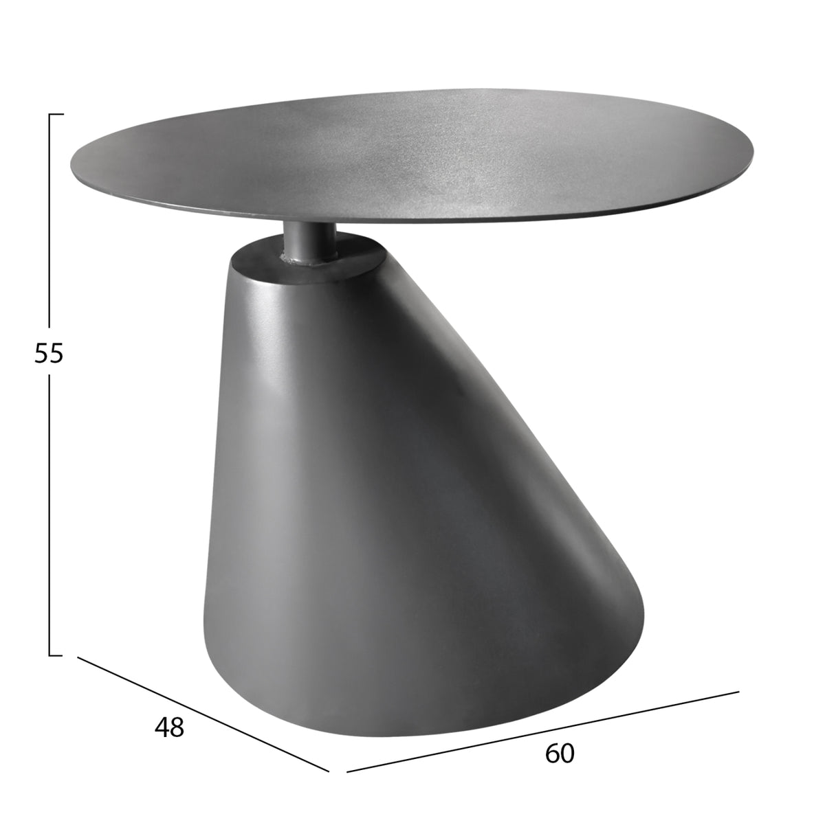 Outdoor Side Table Ermey Hm6643.01 Aluminum In Charcoal 60x48x55hcm.