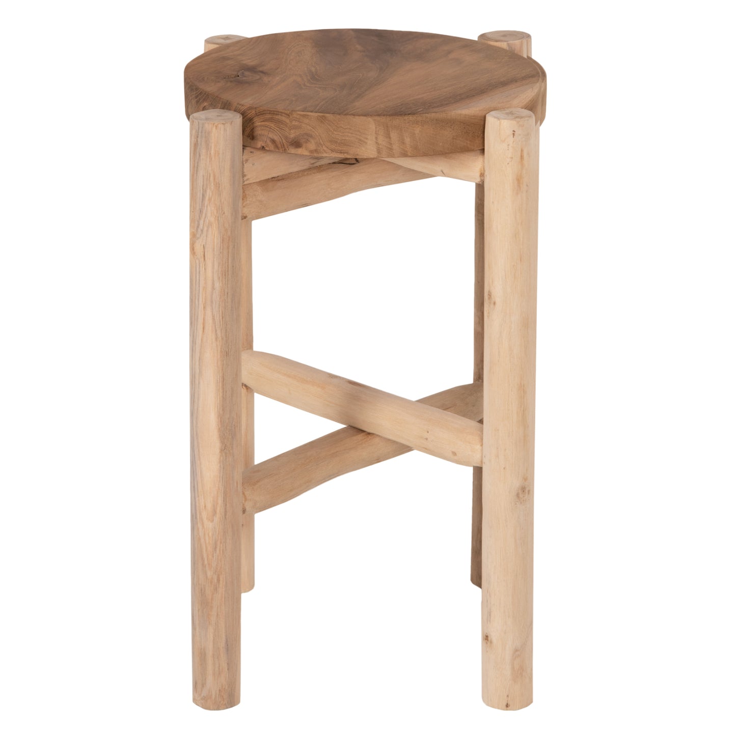 Side Table/pedestal Hover Hm7900 Teak Wood In Natural Color Φ30x50hcm.