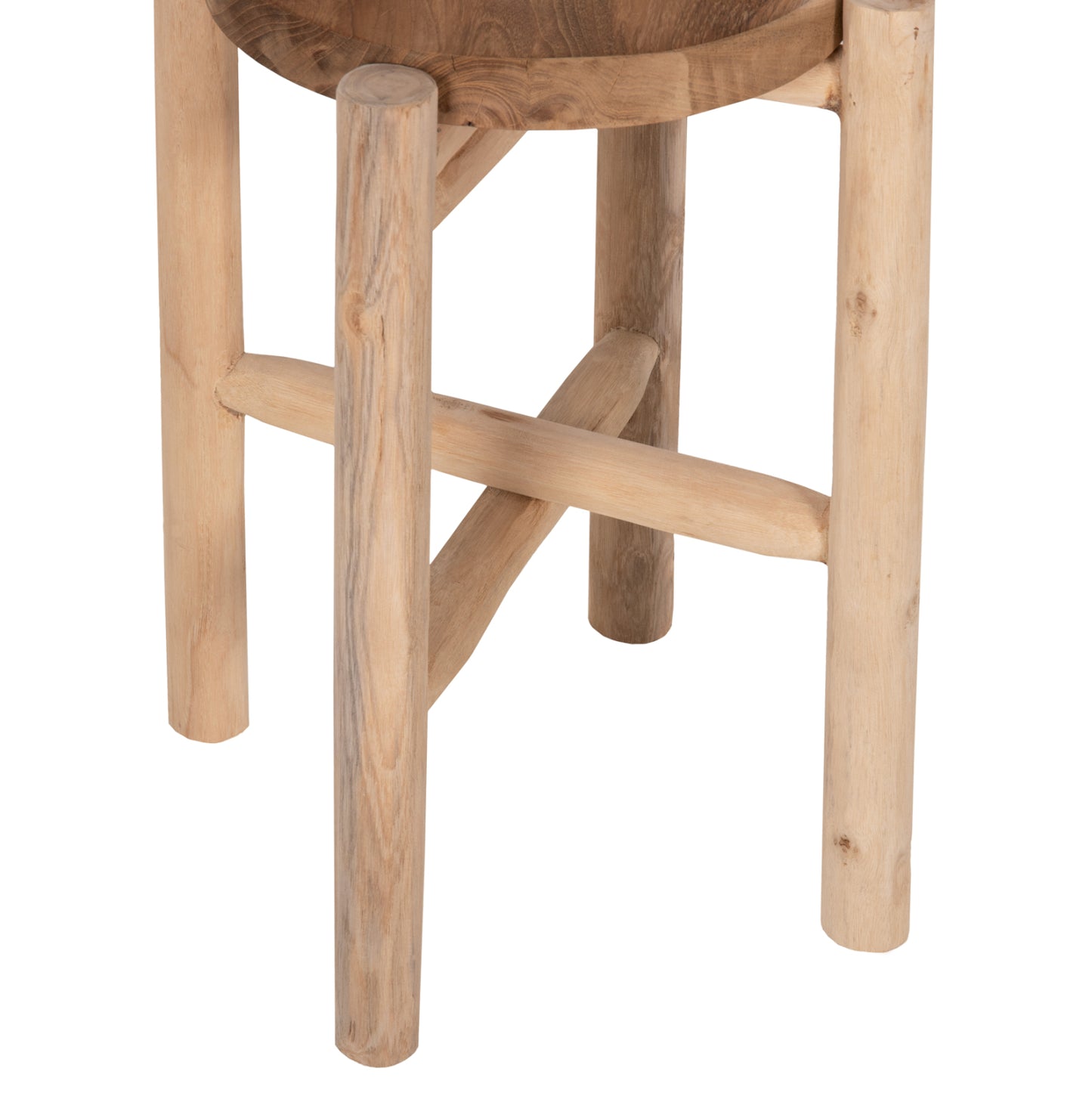Side Table/pedestal Hover Hm7900 Teak Wood In Natural Color Φ30x50hcm.