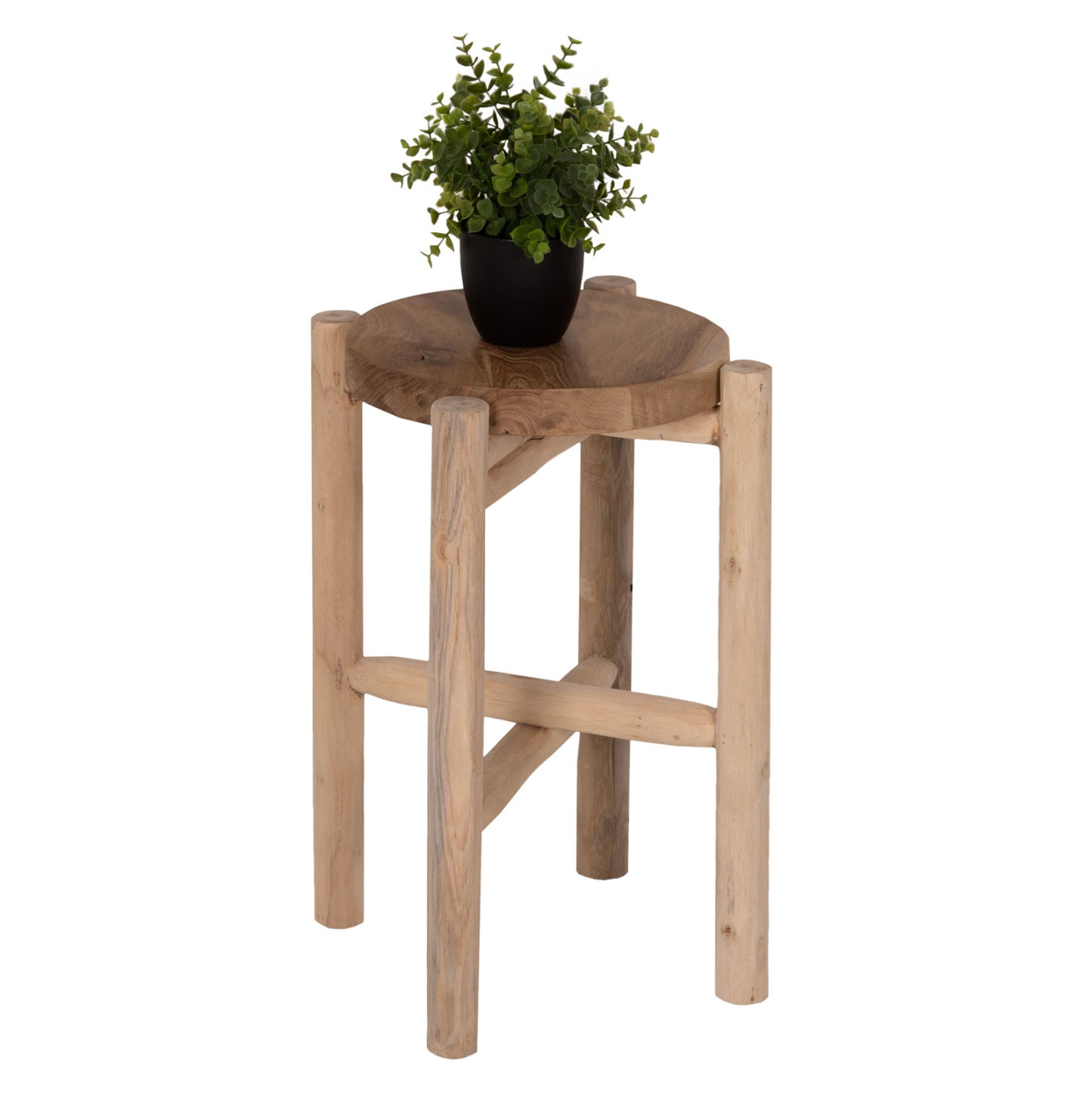 Side Table/pedestal Hover Hm7900 Teak Wood In Natural Color Φ30x50hcm.
