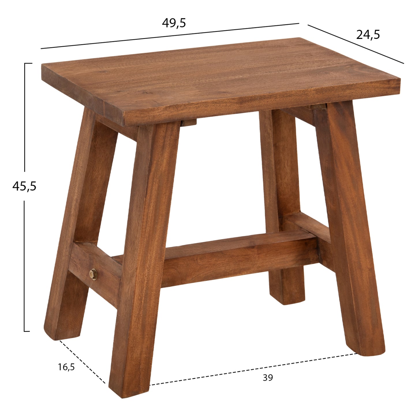Side Table/stool Ranch Hm7902 Mahogany Wood In Natural Color 49,5x24,5x45,5hcm.