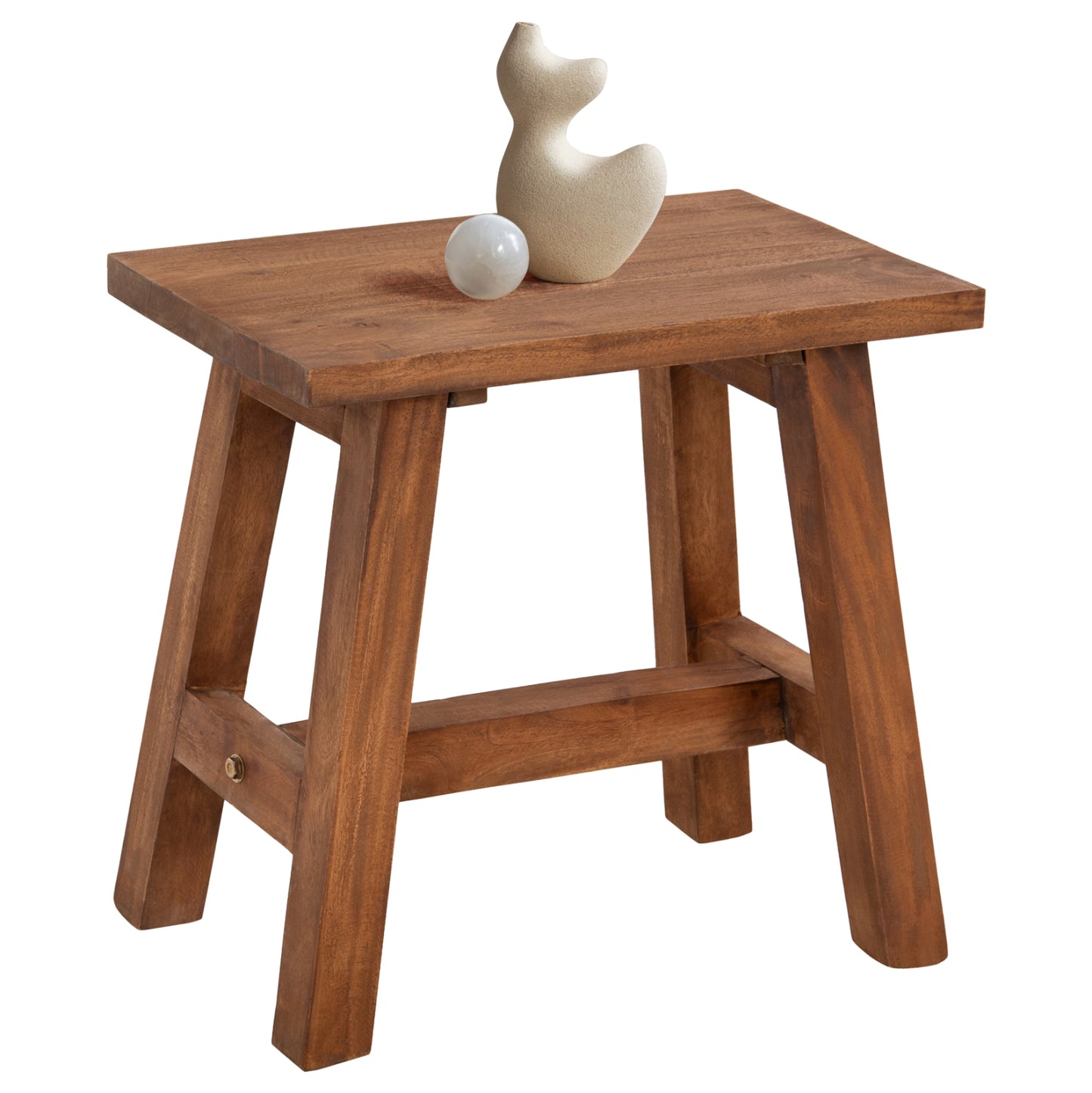 Side Table/stool Ranch Hm7902 Mahogany Wood In Natural Color 49,5x24,5x45,5hcm.