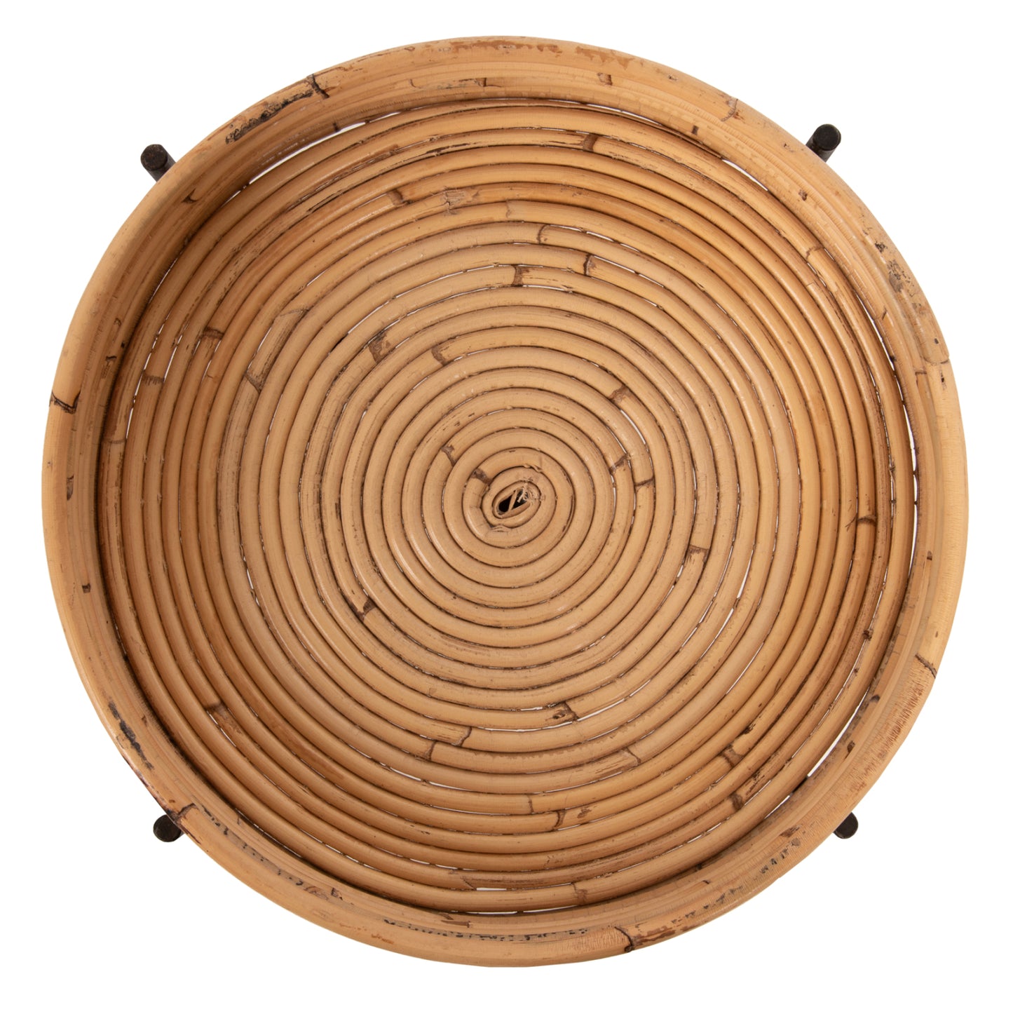 Round Side Table Fly Hm7905 Rattan In Natural Color-black Metal Base Φ32x48hcm.