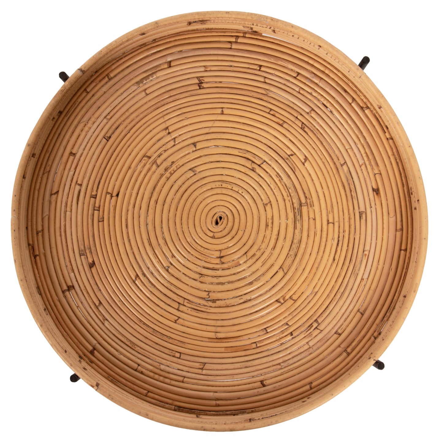 Round Side Table Fly Hm7907 Rattan In Natural Color-black Metal Base Φ50x40hcm.
