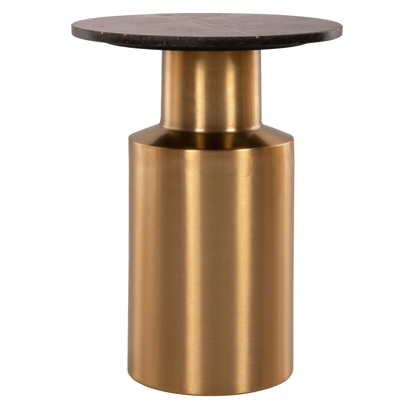 Side Table Claydee Hm9675 Metal In Gold-black Inlay Marble Top Φ41x54,5hcm.