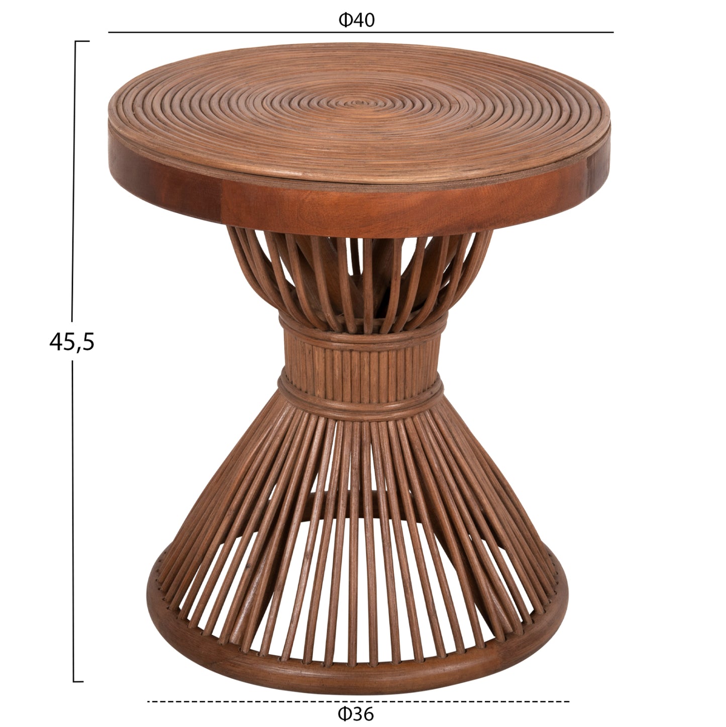 Side Table Round Circe Hm9869 Natural Rattan In Brown Color Φ40x45,5hcm.