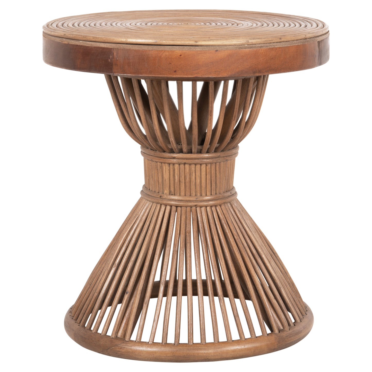 Side Table Round Circe Hm9869 Natural Rattan In Brown Color Φ40x45,5hcm.